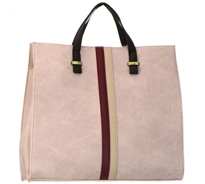Faux Leather Tote Bag UN0052 37716 Pink